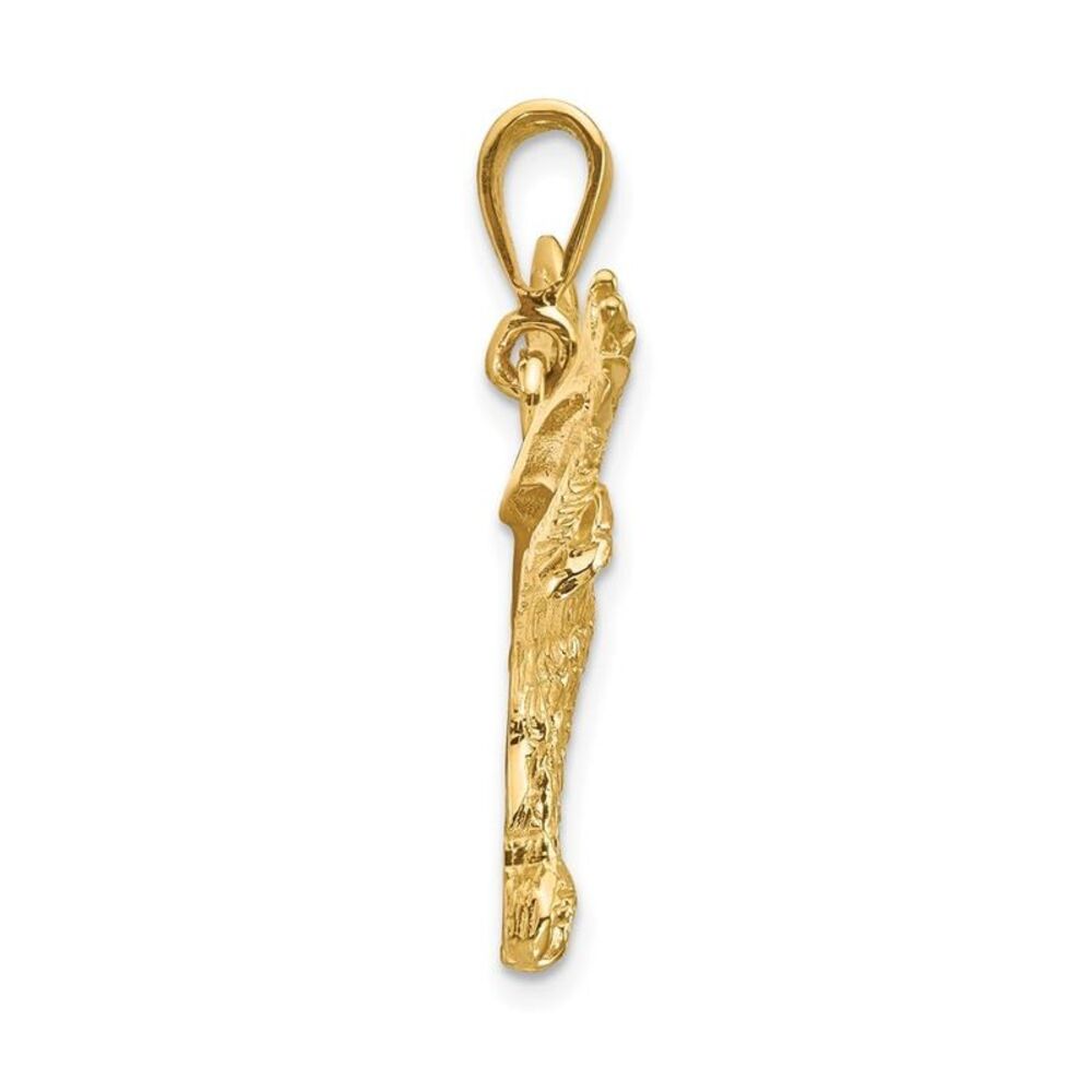 10k Yellow Gold Solid Polished Eagle Pendant - image 7
